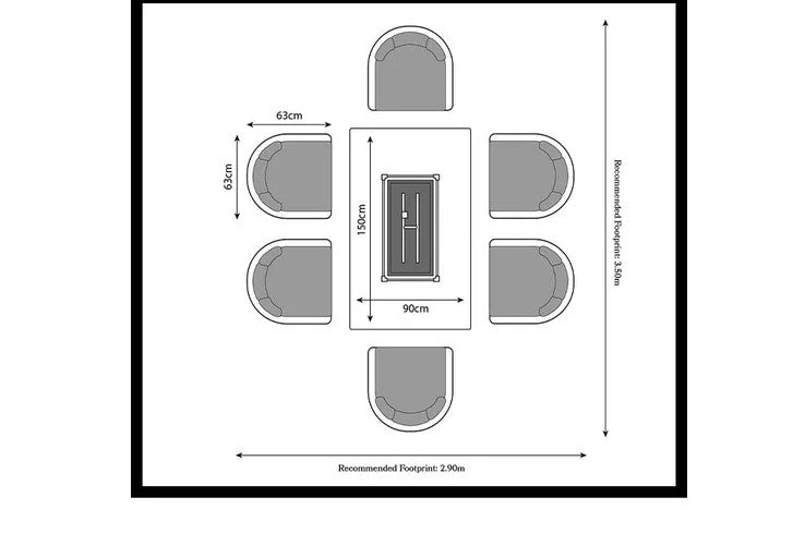Royal Craft - Aspen 6 Seater 150x90cm Fire Pit Set with Aspen Chairs