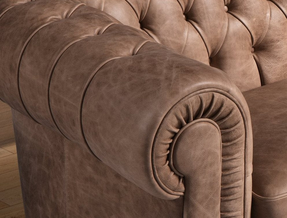 Chester Low Italian Leather Sofa & Corner with Crystal Button Option