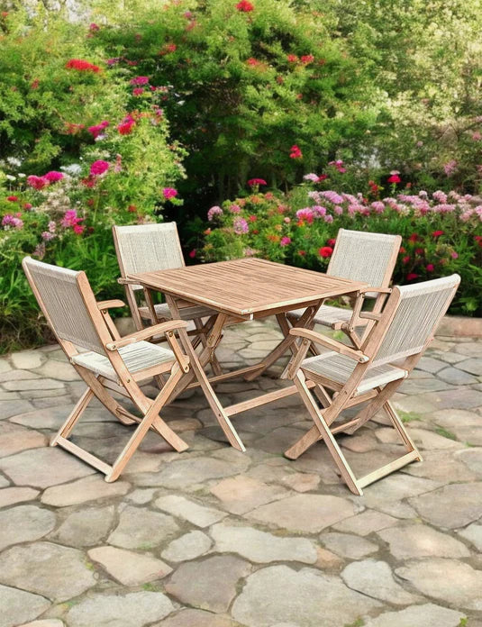 Royal Craft - London 4 Seater Square Folding Set with London Rope Folding Armchairs