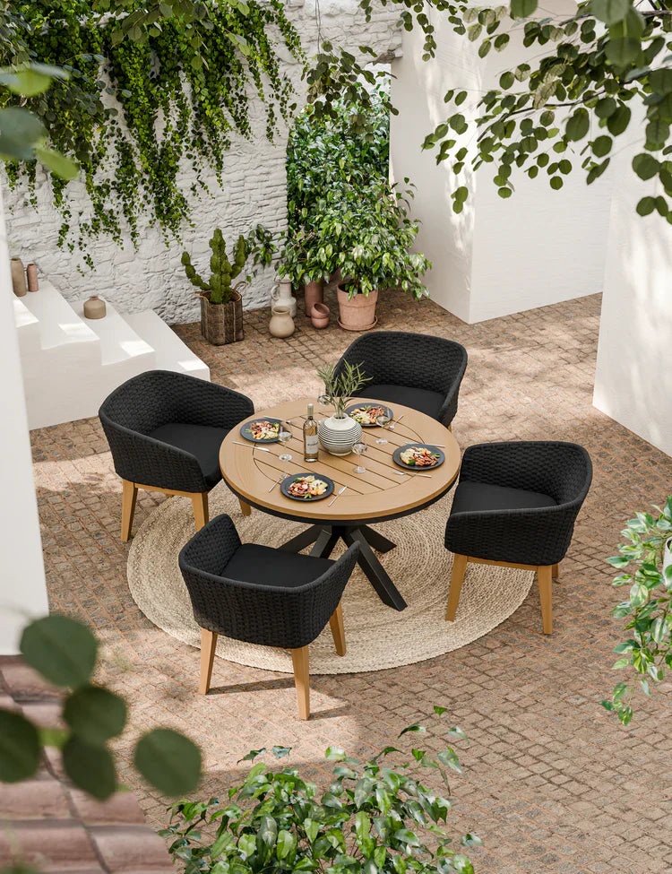 Royal Craft - Tuscany 4 Seater Round Dining Set with Eden Night Dining Chairs