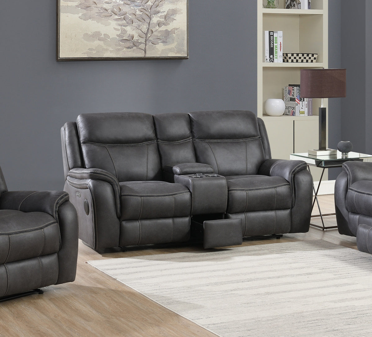 Phoenix Media Smart Power Electric Recliner Sofa Collection in Grey