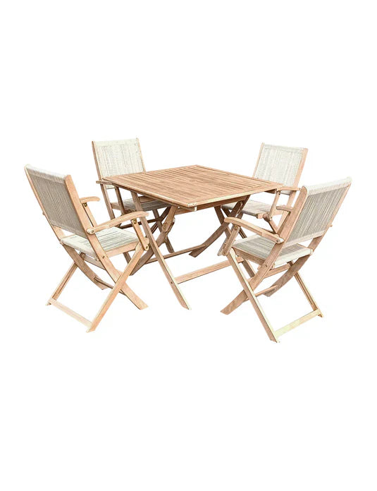 Royal Craft - London 4 Seater Square Folding Set with London Rope Folding Armchairs
