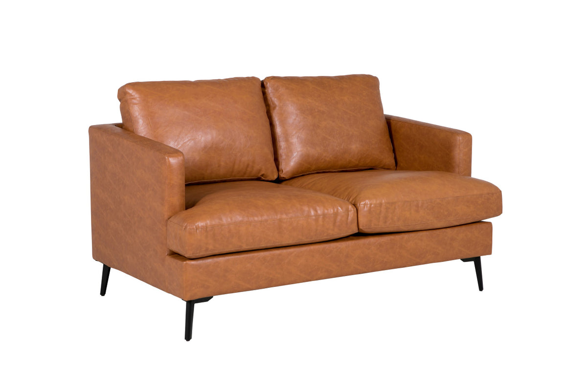 Jasper Rust Faux Leather Sofa Collection on Black Metal Legs