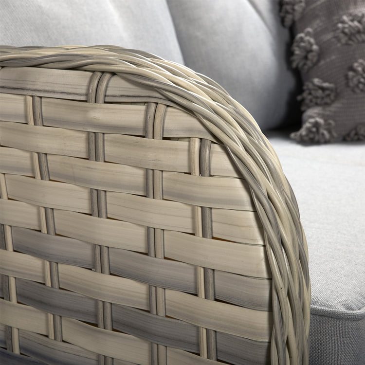 Constance Grey Rattan Large Corner Dining Sofa with Glass Table & 3 Benches | Signature Weave