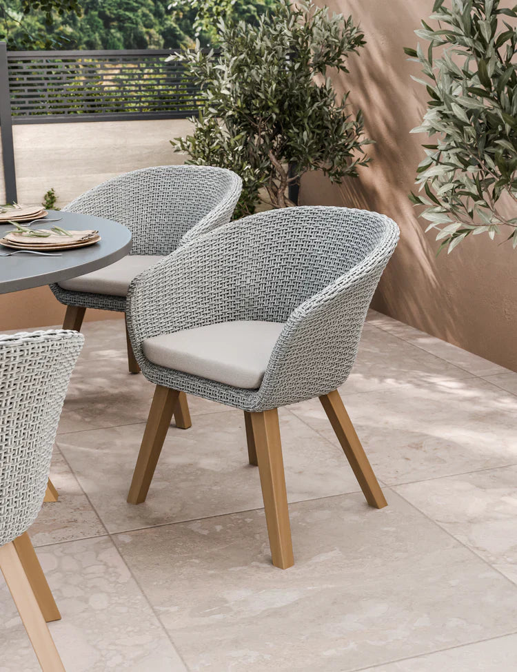 Royal Craft - Luna 6 Seater Concrete Dining Set with Sol Dining Chairs