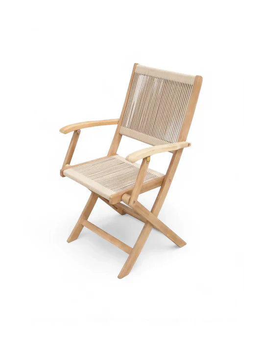Royal Craft - London 2 Seater Square Folding Bistro Set with London Rope Folding Armchairs