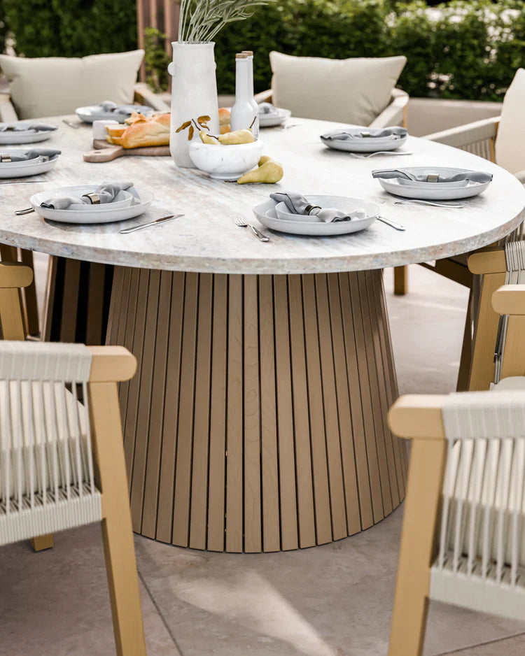 Royal Craft - Jupiter 8 Seater Ellipse D Conical Dining Set with Roma Dining Chairs