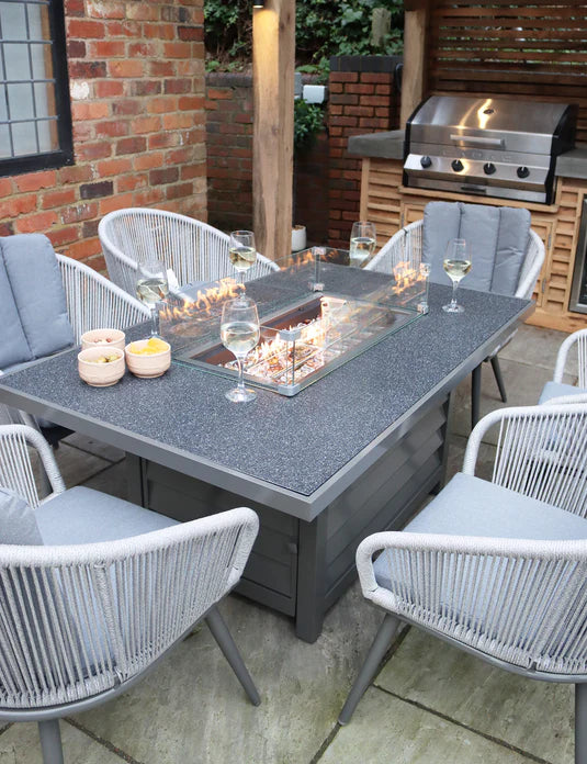 Royal Craft - Aspen 6 Seater 150x90cm Fire Pit Set with Aspen Chairs