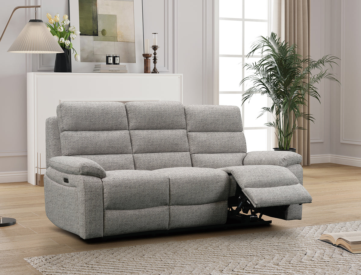 Westbury Pale Grey Fabric Electric Recliner Sofa Collection with USB