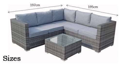 Georgia Brown Rattan Compact Garden Corner Sofa with Coffee Table | Signature Weave