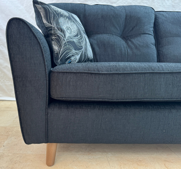 Peacock Ex-Display Black Fabric 3 + 2 Seater Sofa Set | EXPEA