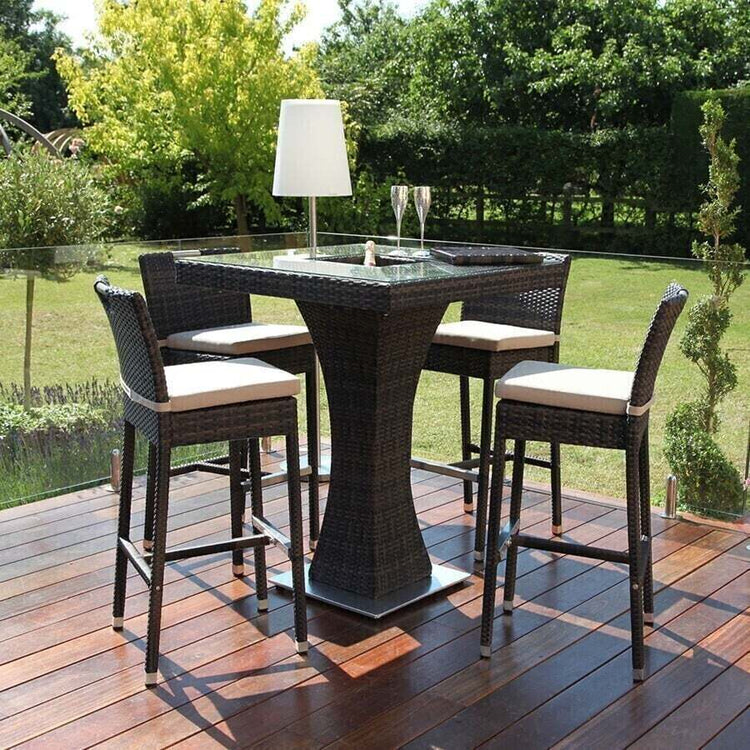 Homeflair - 4 Seat Square Rattan Bar Set
