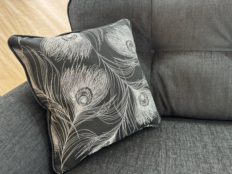 Peacock Ex-Display Black Fabric 3 + 2 Seater Sofa Set | EXPEA