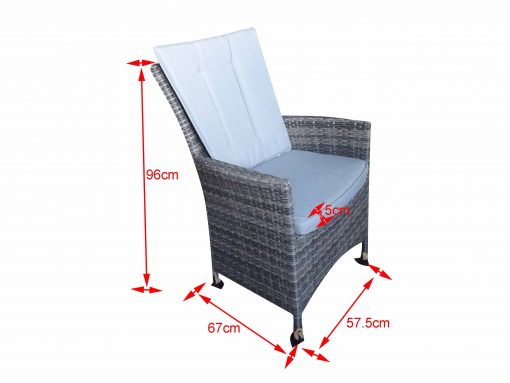 Rattan Grey Dining Round Table + 6 High back Chairs Set | Amel130TGS | Amil13CCG
