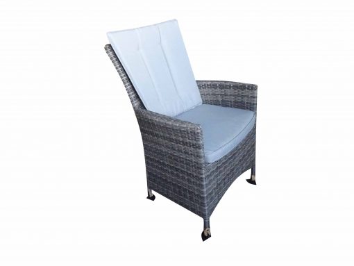 Rattan Grey Dining Round Table + 6 High back Chairs Set | Amel130TGS | Amil13CCG
