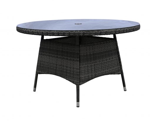 Rattan Grey Dining Round Table + 6 Chairs Set | Amel130TGS | Oliv140CG