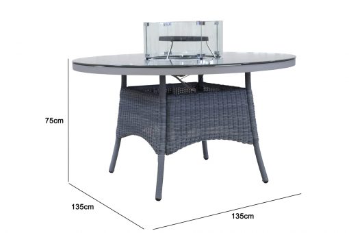 Hampton 4 Seater Rattan Round Fire Pit Table Set with Free Hot Plate