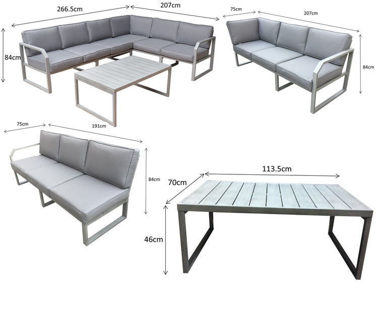 Alarna Aluminium Corner Sofa with Chair Set | ALAR0357