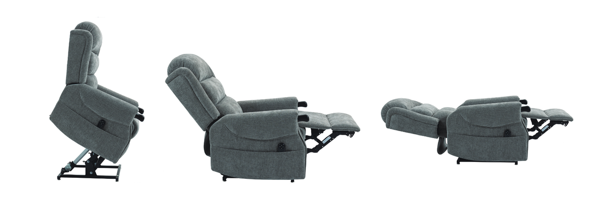 Albury Grey Fabric Dual Motor Lift and Rise Recliner Chair