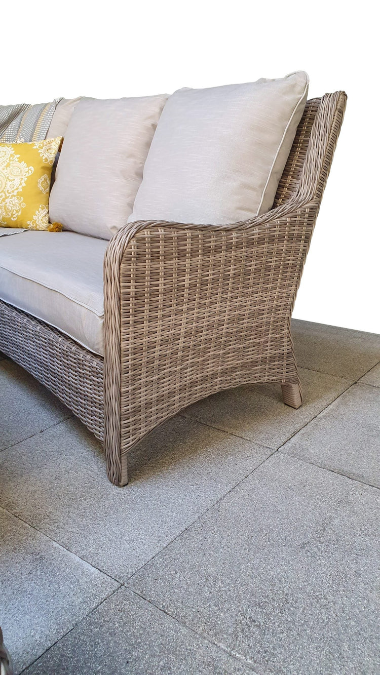 Alexandra Rattan Corner Dining Sofa with Lift Table, Ice Bucket & 3 Stools | Signature Weave