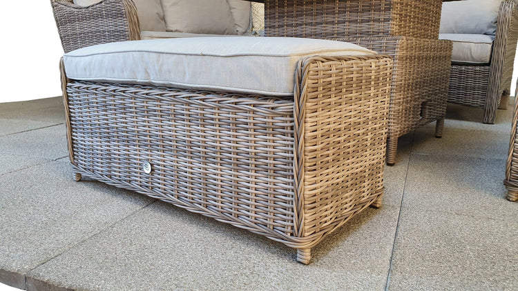 Alexandra Rattan Corner Dining Sofa with Lift Table, Ice Bucket & 3 Stools | Signature Weave