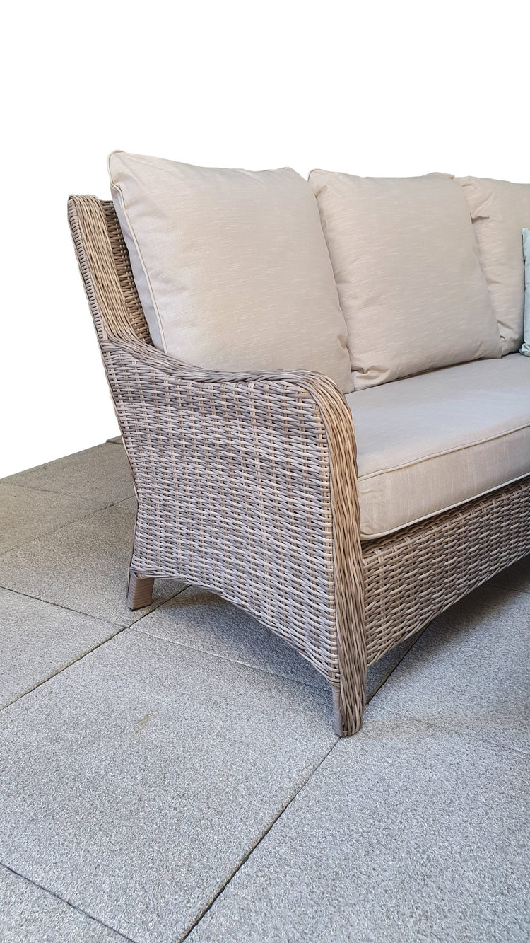 Alexandra Rattan Corner Dining Sofa with Lift Table, Ice Bucket & 3 Stools | Signature Weave