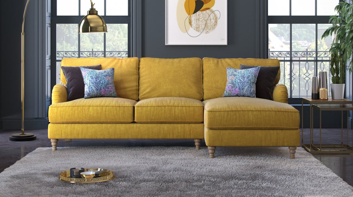 Beatrix Curved Arm Fabric Sofa Collection with Sofa Bed