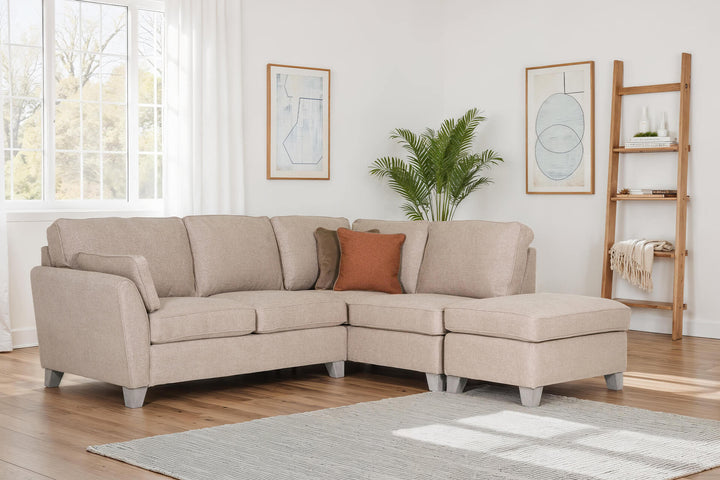 Cantrell Fabric Corner Sofa with Ottoman Footstool | VIDA Living