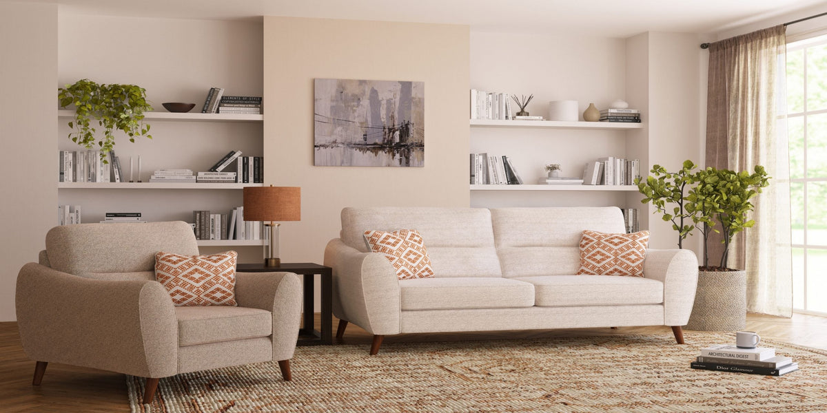 Miller High Back Fabric Sofa Collection with Tiered Cushions