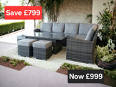 Cambridge Rattan Grey Casual Dining Corner Sofa Set With Rising Table | Camb181G