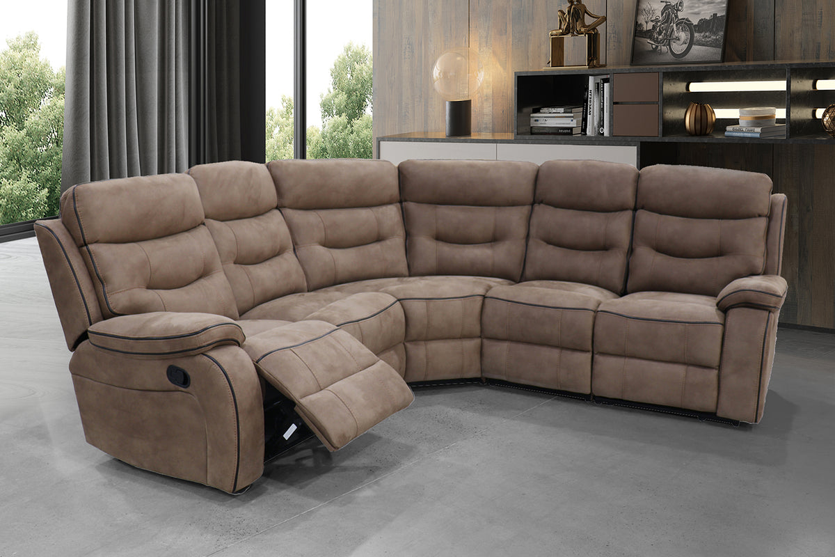Gabrielle Fabric Manual Recliner Corner Sofa with Console