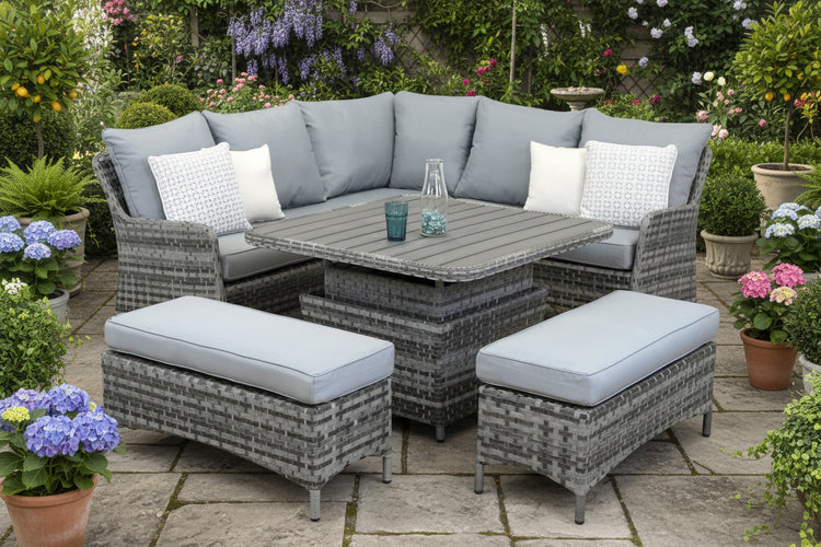 Rattan Ledbury Casual Corner Sofa Set with Lift Table | LEDB128GG