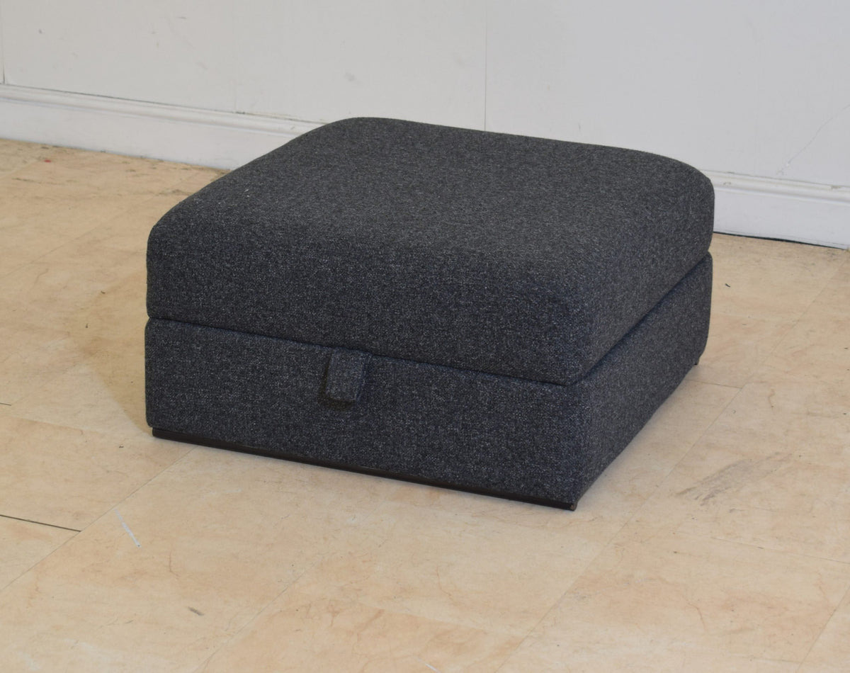 Grey Fabric Storage Footstool