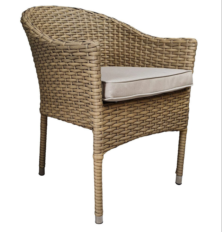 Darcey 6 Seater Rattan Garden Dining Set with Acacia Wood Table & Stacking Chairs | Signature Weave