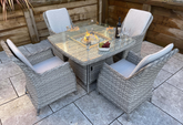 Edwina Rattan Grey Firepit Table + 4 Chairs Dining Set | Edwi0418_0296