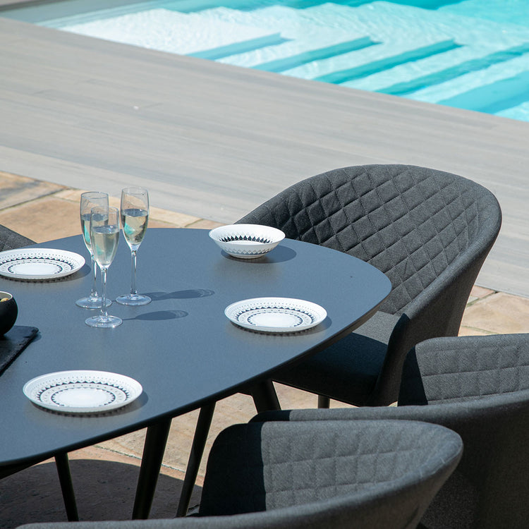 Maze Living - Outdoor Fabric Ambition 6 Seat Oval Dining Set - Charcoal