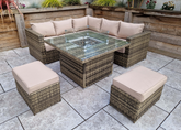 Georgia Rattan Brown Firepit Dining Corner Sofa | Geor0149_0482