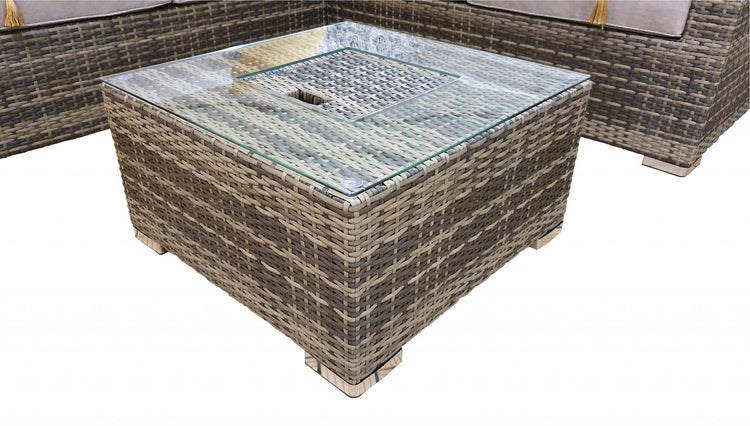 Georgia Brown Rattan Corner Sofa with Ice Bucket Glass Coffee Table | Signature Weave