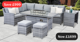 Halo Corner Sofa Set with Firepit Table and Side Table | HALO28FGG