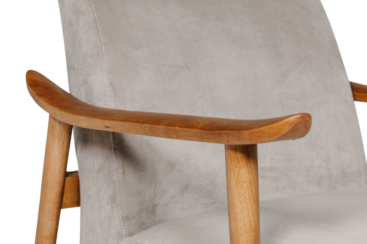 Heath Velvet Accent Chair on Solid Wood Base, Green or Grey