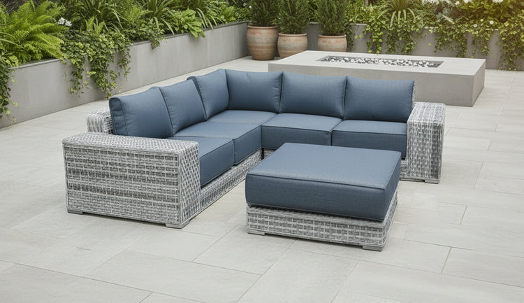 Rattan Malibu Grey Corner Large Luxury Sofa Set | MALI169GJ