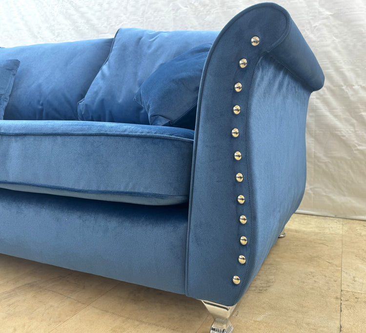 Spark Ex-Display Blue Fabric 3 + 2 Seater Sofas | EXSPA