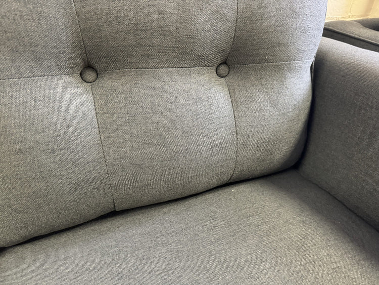 Liam Ex-Display Grey Fabric 3 Seater Chaise Sofa + Chair | EXLIA