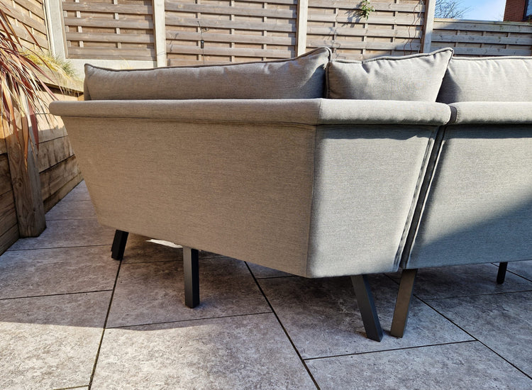 Luna 10 Seater Grey Outdoor Fabric U-Shaped Garden Corner Sofa with Fire Pit Table | Signature Weave