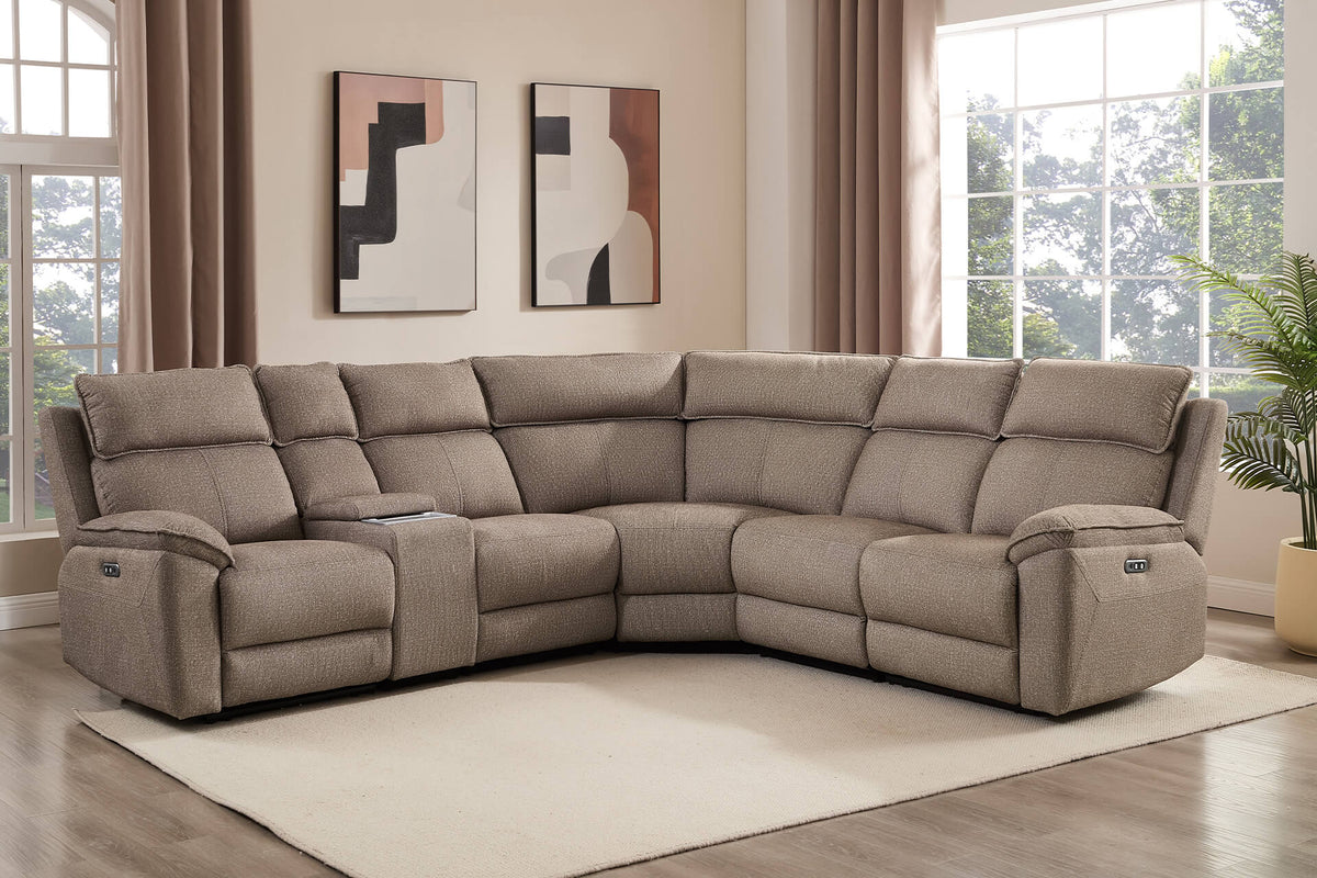 Blaine Fabric Electric Recliner Corner Sofa with USB