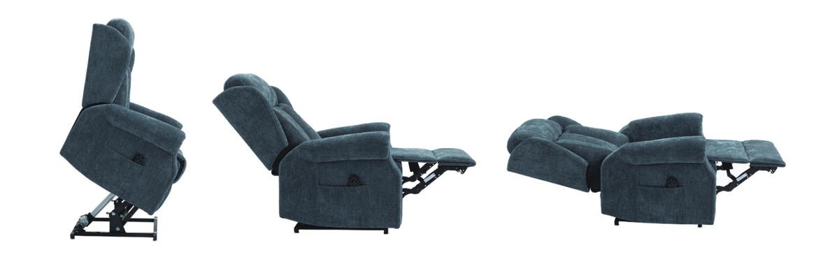 Lincoln Slate Fabric Dual Motor Lift and Rise Recliner Chair