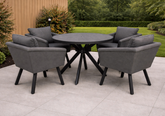 Luna Grey Fabric Round Dining Set with 4 Chairs | Luna0456_0454