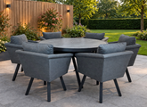 Luna Grey Fabric Round Dining Set with 6 Chairs | Luna0457_0454