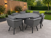 Luna Grey Fabric Oval Dining Set with 6 Chairs | Luna0458_0454
