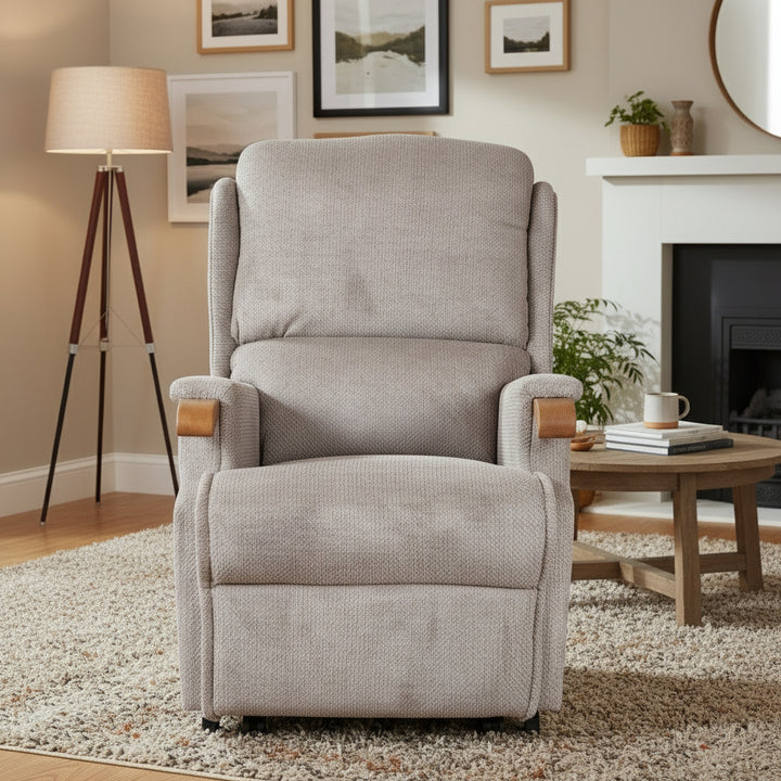 Malvern Button Back Fabric Lift and Rise Recliner Chair, Petite or Standard | Buoyant Upholstery